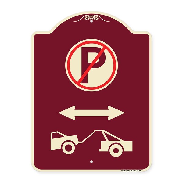No Parking Tow Away Zone W/ Graphic Heavy-Gauge Aluminum Sign, 24" x 18", BU-1824-23793
